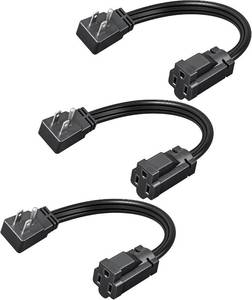 lot 5205 image: DEWENWILS 1 Ft Extension Cord with 3-Prong Flat Plug, 143, 3-Pack, Black