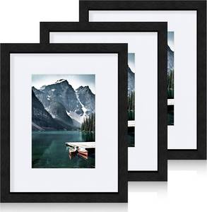 lot 5212 image: Hongkee 8x10 Black Picture Frames Wood & Glass, 2-Pack