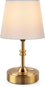 lot 5219 image: ONEWISH Cordless Table Lamp, Dimmable, 4000mAh, White Shade, 2700K Bulb Gold