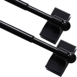 lot 5229 image: Turquoize 2 Pack Magnetic Curtain Rods for Metal Doors, 16-28, Black