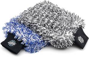 lot 5246 image: The Rag Company Cyclone Ultra Car Wash Mitt, Blue  Black, 8x9 in, 2-Pack