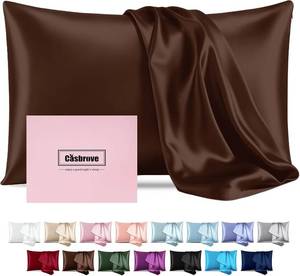 lot 5249 image: Silk Pillow Cases with Zipper,Soft Mulberry Pillow Case,Brown,Standard,1pc
