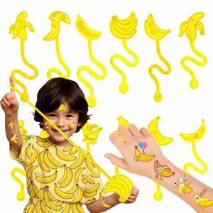 lot 5268 image: 48PCS Banana Party Favors - 24 Temporary Tattoos & 24 Stick Hands