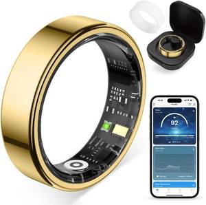 lot 5276 image: Smart Ring for Women, Health Tracker & 5ATM, COLMI R02. (Gold, 7#)