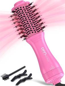 lot 5306 image: Mini Travel Ceramic Dryer Brush, 2-Inch Oval, 3 Heat, 120V, Pink  Powers On 