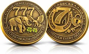 lot 5313 image: Good Luck Coin for Lottery Ticket Scratcher