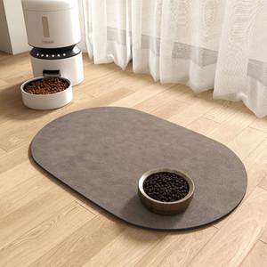lot 5322 image: MontVoo Absorbent Dog Food Mat for Food & Water Bowls, 12x19, Brown