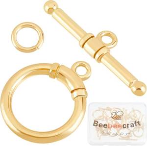 lot 5325 image: Beebeecraft 10 Sets Toggle Jewelry Clasps 18K Gold Plated