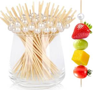 lot 5330 image: FATLODA 200PCS Cocktail Picks, White Pearl Fancy Toothpicks for Appetizers