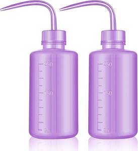 lot 5356 image: Wash Bottles 2x250ml Safety Plastic Squeeze Bottles with Medical Label Purple