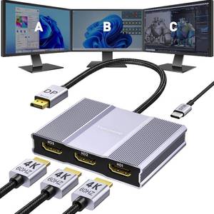lot 5360 image: DisplayPort to HDMI Adapter 1 in 3 Out  4K60Hz, DP Source to HDMI Splitter