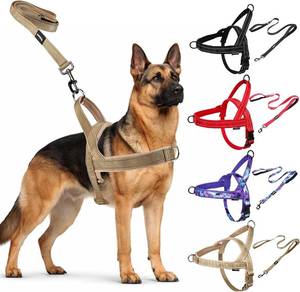 lot 5364 image: No Pull Dog Harness & 5FT Leash Set with Car Seatbelt Clip,Brown,XL