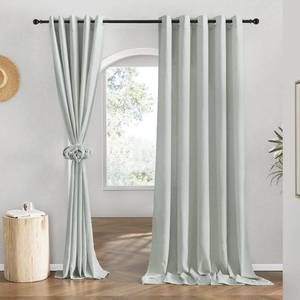 lot 5385 image: NICETOWN Flax Sage Green Linen Curtains, Grommet Top, W68 x L84, 2 Pieces