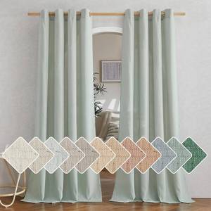 lot 5386 image: NICETOWN Sage Green Linen Curtains, 84 in, 2 Panels, Grommet, W55 x L84
