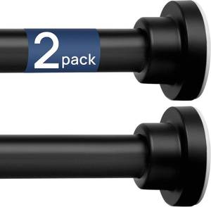 lot 5415 image: ENJOYBASICS 2 Pack Tension Curtain Rod, 32-66 Adjustable, Stable, Black