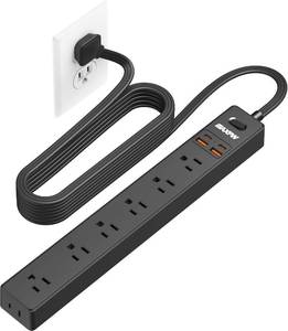 lot 5418 image: 10 Ft Extension Cord Power Strip,Surge Protector,7 AC Outlets 4 USB(2USB-C)