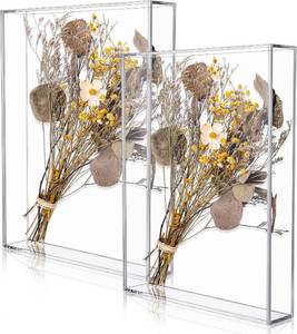 lot 5420 image: Barydat 2 Pcs 11x14 Acrylic Shadow Boxes Display Cases, DIY Frame, Clear