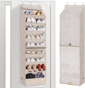 lot 5421 image: STORAGE MANIAC Over-the-Door Shoe Organizer, 9-Shelf, Beige, 1 Pack