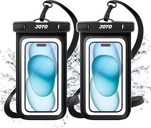 lot 5453 image: JOTO 2 Pack Waterproof Phone Pouch, Universal IPX8 Dry Bag up to 7 -Black