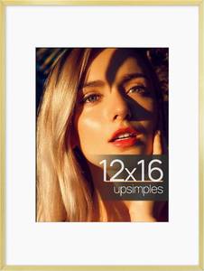 lot 5468 image: upsimples Aluminum 12x16 Picture Frame Gold with Mat or without Mat, 1 Pack