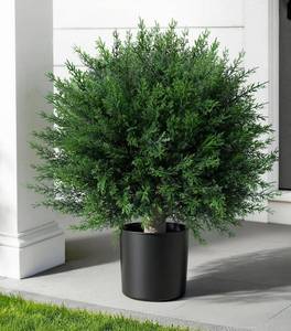 lot 5471 image: DREAMLOOM Topiary Cedar Trees Artificial Outdoor Ball in Planter, 1-Pack