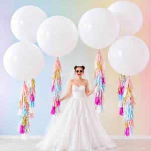 lot 5486 image: 6 Set 36 Inch Giant Balloons with Tissue, White