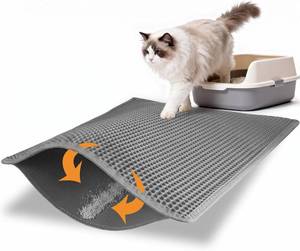 lot 5494 image: Pieviev Litter Box Mat, Double-Layer Urineproof Design, 30 x 24 Gray