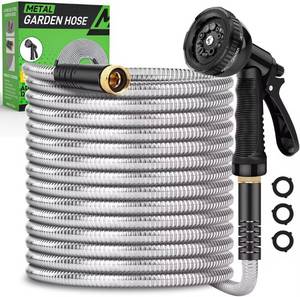 lot 5495 image: Kebose Garden Hose 20FT, Stainless Steel Hose with 10 Functional Nozzles