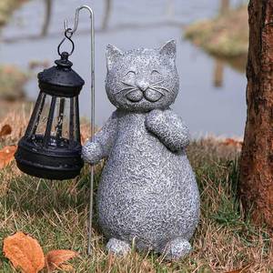 lot 9012 image: INLOMEM Solar Cat Garden Figurine Lights - Decor Statue for Patio, Yard