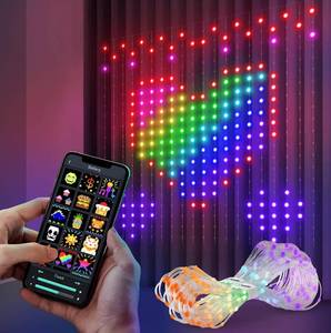lot 9023 image: LED Curtain Light with APP Curtain Strip Lights, Music-Sync, IP65, 6.6x6.6ft