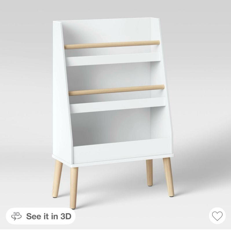 lot 345 image: Modern Tall Three Shelf Kids Bookshelf Dark Gray - Pillowfort MDF Frame, 3 Shelves, Baby Bookcase, 37.44 Height Retail $150&nbsp