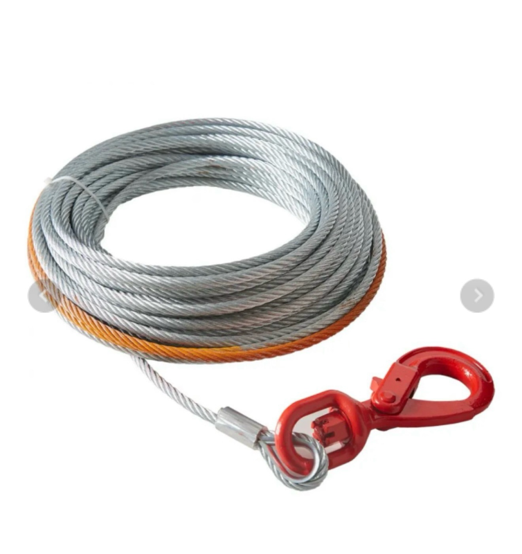 lot 368 image: VEVOR Galvanized Steel Winch Cable, 38 Inch x 100 Feet 15,200 Ibs Breaking Strength, Wire Winch Rope with Swivel Hook, Towing Cable Heavy Duty, Universal Fit for SUV, Large Off-Road Vehicle, Truck - Retail $75