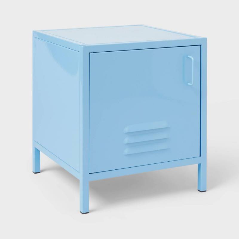 lot 395 image: Blue Metal Locker Kids Nightstand - Pillowfort Retail $100&nbsp