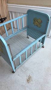 Doll-E-Crib Blue Baby Doll Crib with Decorative Side Panel