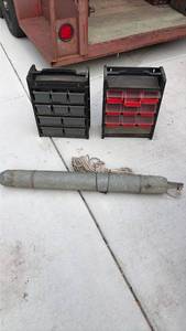lot 644 image: Plastic Parts Storage Organizer Lot with Metal Tube