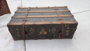 Steamer Trunk with Wood Slats and Metal Straps