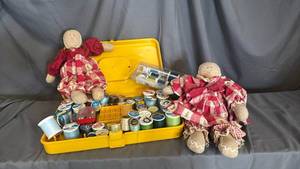 lot 701 image: Vintage thread and folk art dolls (one has a head not attached)
