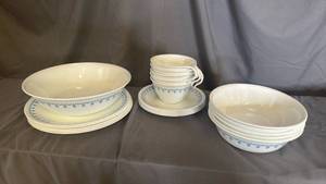 lot 716 image: Corelle Corning blue garland snowflake set of dishes