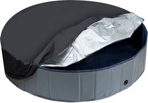 lot 79119 image: Niubya Round Dog Pool Cover, Foldable Pet Swimming Pool Cover, Waterproof Dustproof and Washable Pool Protective Cover with Drawstring Design, 48 x 12 Inches