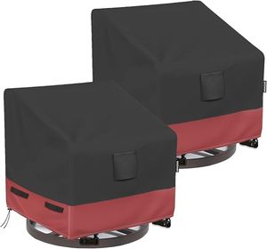 lot 79128 image: 2 Pack Outdoor Swivel Lounge Chair Cover 600D Heavy Duty Outdoor Chair Covers,100%Waterproof Tear-Resistant,UV Resistant,Swivel chair cover Fits 30 L x 34 D x 38.5 H in, Noble blackred combo.