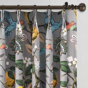 lot 79140 image: 90 Inches Long Curtains 2 Panels for Living Room Bedroom Unique Elegant Colorful Floral Hummingbird Patterned Rustic Pinch Pleated Drapes for Classroom Room Office 40x90 Grey
