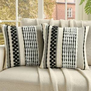 lot 79359 image: FUTEI 2 Pack Tufted Throw Pillow Covers Covers 45x45 cm,BlackWhite
