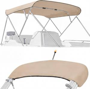 lot 79366 image: 900D Bimini Top Replacement Canvas Cover with Zippered Storage Boot, Waterproof UV Resistant Boat Canopy Replacement for Pontoon, Jon, Fishing Boats (Frame Not Included)