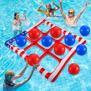lot 79374 image: Hollowfly Tic-Tac-Toe Inflatable Pool Float with 10 Balls, Patriotic