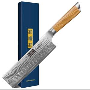 lot 79082 image: FUJIHI Damascus Steel Knife Nakiri 6.88in