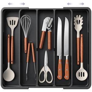 lot 79090 image: Aujen Silverware Drawer Organizer, Adjustable Utensil Tray