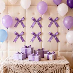 lot 79110 image: LOT OF SEVEN - Bags of Khuteluk Purple Satin Ribbon Bows 50 Pcs 5x7 Inch