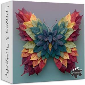 lot 78932 image: PICKFORU Gradient Butterfly Puzzles for Adults 1000 Pieces, Colorful Nature Leaves Jigsaw Puzzle, Hard Unique Challenging Collage Art Puzzle