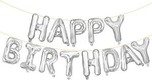 lot 78943 image: LIOZEOKUN Happy Birthday Balloon Letters 16 inch Mylar Foil Birthday Balloons Banner Sign for Birthday Party Decorations Supplies (Silver)
