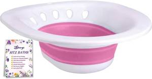lot 78961 image: Sitz Bath for Toilet Seat, Foldable Postpartum Care Basin, Sitz Bath Tub for Soothes and Hemorrhoids and Perineum, Yoni Steam Seat - Pink